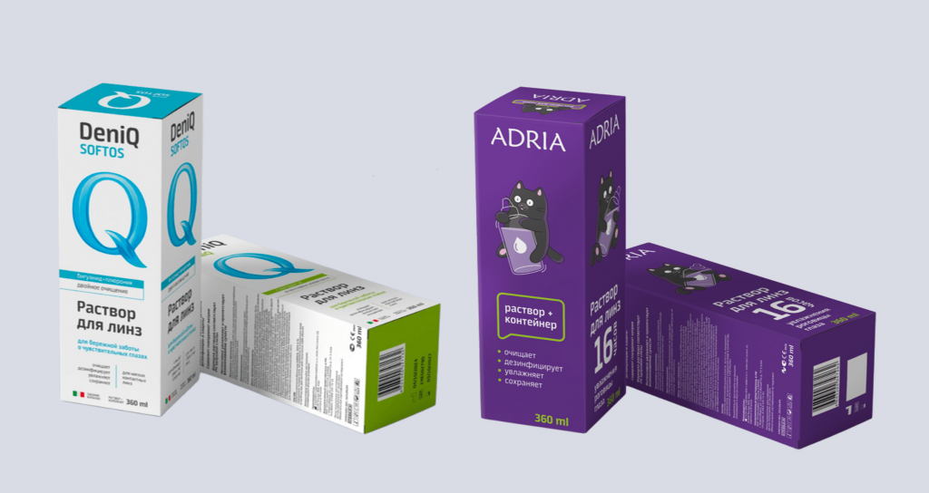 Итальянские растворы DenIQ для контактных линз, обновлённая линейка Esoform